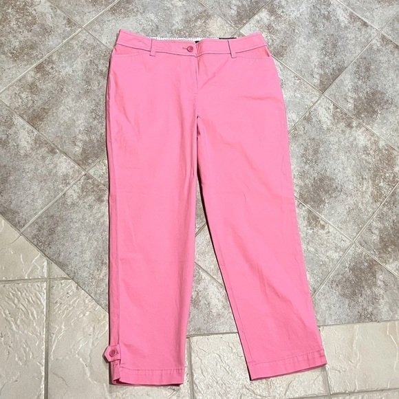 NWT Talbots Perfect Crop Aurora Pink Mid Rise Straight Leg Stretch Sz 8 pockets - Picture 8 of 11